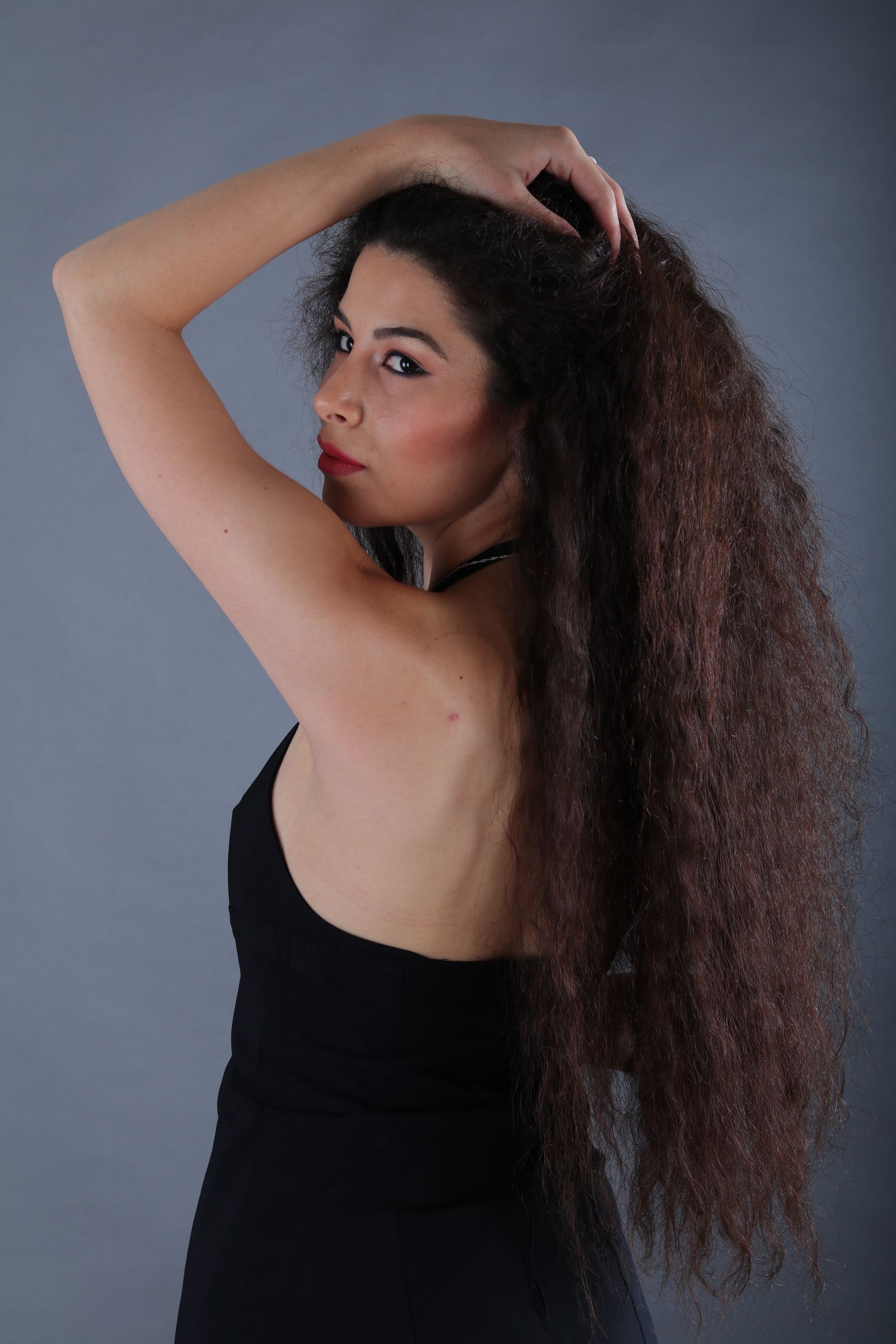 Long textured wavy hair